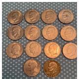 14 Face Clad Eisenhower Dollar Coins