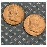 1951 & 1962 Franklin Silver Half Dollars