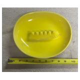 Vintage yellow oval ashtray Ceramic