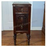 Antique rolling nightstand 13x18.5x32inches Tall