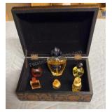 Group of vintage tiny perfumes & decor box