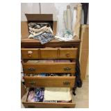 Dresser Filled W/ Fabric & Clothing Remnants