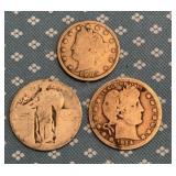 V Nickel, Barber & Standing Liberty Quarters