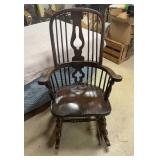 wooden Windsor-style rocking chair