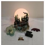 Scenic Bear Desk Lamp & Assorted Figurines