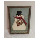 Framed Snowman Art Print 23x17