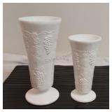 Milk Glass Grape Pattern Vases