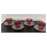 Federal Glass Diana Cranberry Swirl Cup & Saucer