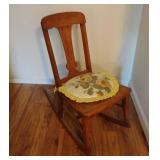 Vintage Cane Seat Rocking  w/Cushion