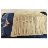 6 Sterling Silver Dinner Forks in Roll up Pouch