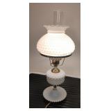 Vintage Milk Glass Hobnail Hurricane Lamp