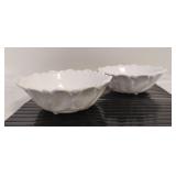 Pair of Milk Glass Footed Serving Bowls