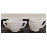 Milk Glass Cream and Sugar