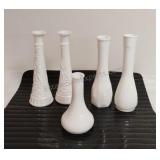 Assorted Milk Glass Bud Vases