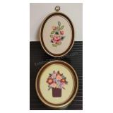 Vintage Framed Needlepoint Art -basket one is