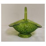 Indiana Glass Canterbury Green Glass Basket