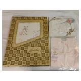 Vintage Unused Baby Blanket and Outfits