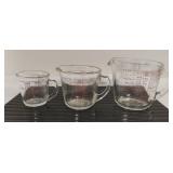 Pyrex Glass Measuring Cups -1,2, & 4 Cups