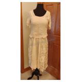 Vintage Ladies Ivory 2 Piece Midi  Dress