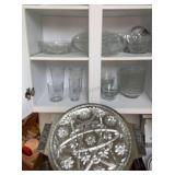 Cabinet of Glass Bowls & Serving Plate