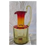 Mid-century Blenko glass pitcher. Two tone yellow