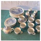 Vintage blue Asian motif dinner ware. Made in