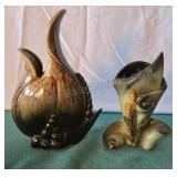 Ceramic glazed vases buy Hull Pottery. 9ins and