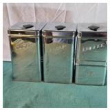 Chrome Steel canister set. Some surface rust but