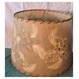Mid-century parchment lamp shade with flower