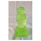 Uranium grass owl perched on books. 3ï¿½ins.