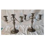 Vintage silver plated candelabras. 11ins.