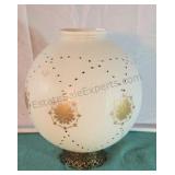 Vintage milk glass ceiling fixture cover with gold
