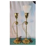 Brass plated Art Deco table lamps. Missing one