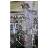 Vintage hanging light fixture with pressed glass