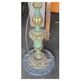 Vintage floor lamp. 60ins.. Brass and jade with
