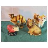 Glazed ceramic animals.