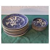 Classic blue Asian pattern dishes. 10 dinner