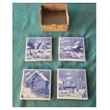 Ceramic coasters with wall hooks. 4in.