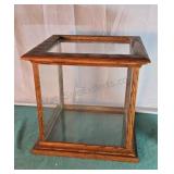 Oak and glass display cube. 14x14x14. All sides