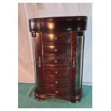 Wood and glass jewelry cabinet. 19x13x6