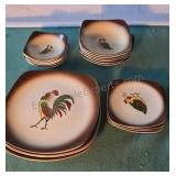 Mid-century Orchard ware cock and hen dishes. 4
