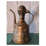 Handmade hammered copper coffee server. 12ï¿½ins.