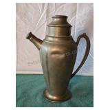 Pewter cocktail shaker. Some dents. 10ï¿½ins.
