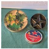 Vintage cookie cutters in original tins. Stars