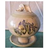 Hand turned fire glazed bird feeder. 8x6.
