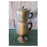 Mismatched double boiler drip coffee maker. Top
