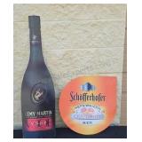 Metal liquor advertising signs.