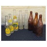 Vintage Nehi, Vernors and Goebel beer bottles.