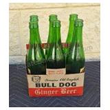 Vintage Bulldog ginger beer bottles with six pack