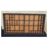 Wooden vintage printers boxes some sections